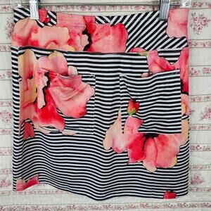 Floral & Stripe Activewear Skirt with Built-In Shorts